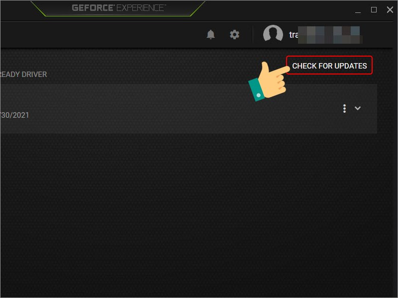 Kiểm tra cập nhật trên GeForce Experience