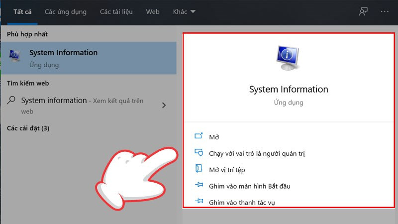 Kiểm tra phiên bản Windows 10 bằng System information B1