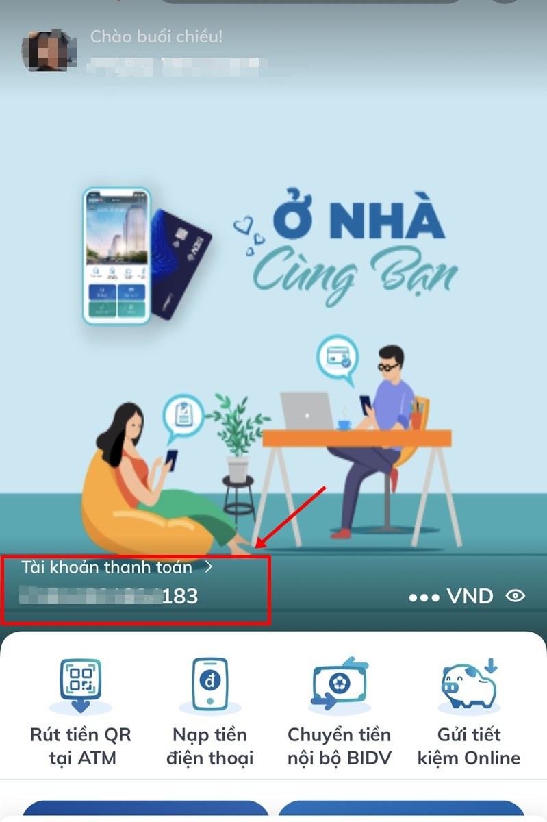 Kiểm tra số t&agrave;i khoản qua app BIDV