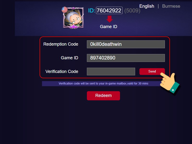 Lấy mã Verification code