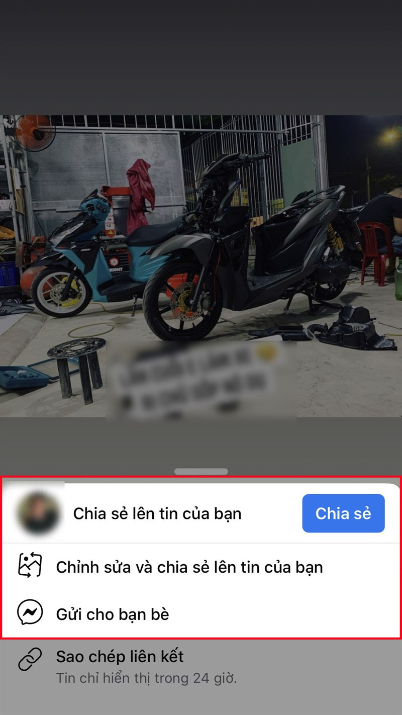 Lựa chọn hình thức chia sẻ story