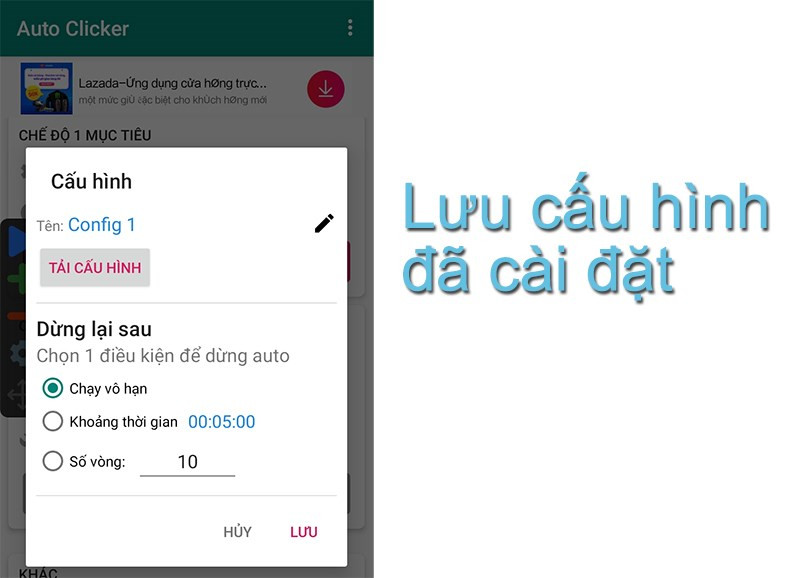 Lưu và tải cấu hình