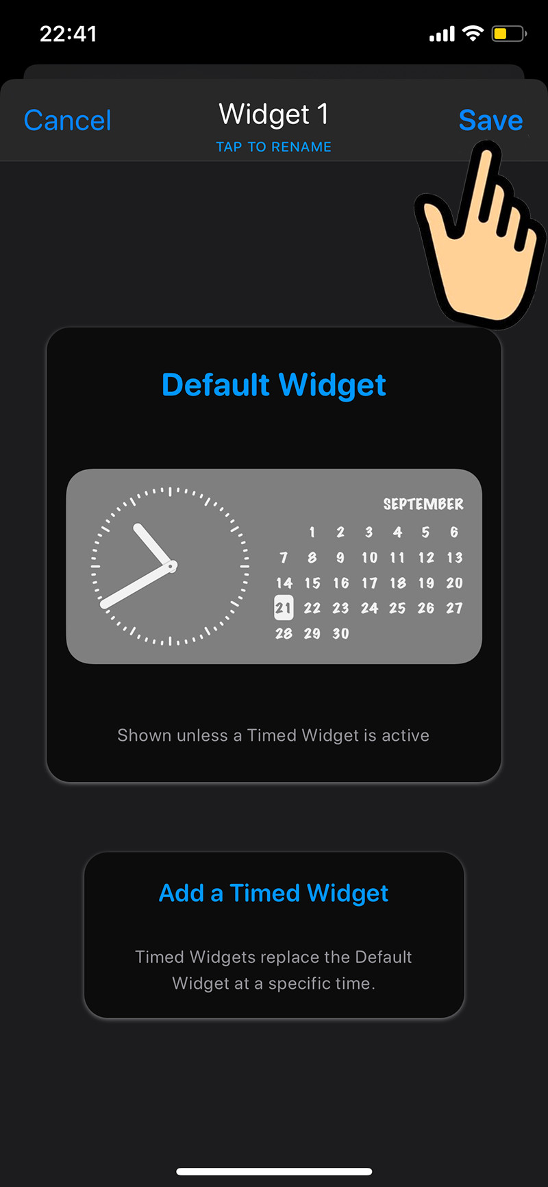 Lưu Widget trong Widgetsmith