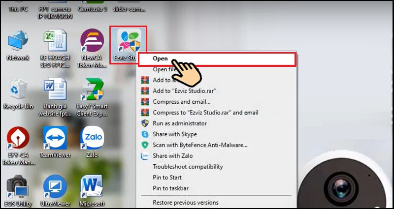 Mở phần mềm EZVIZ