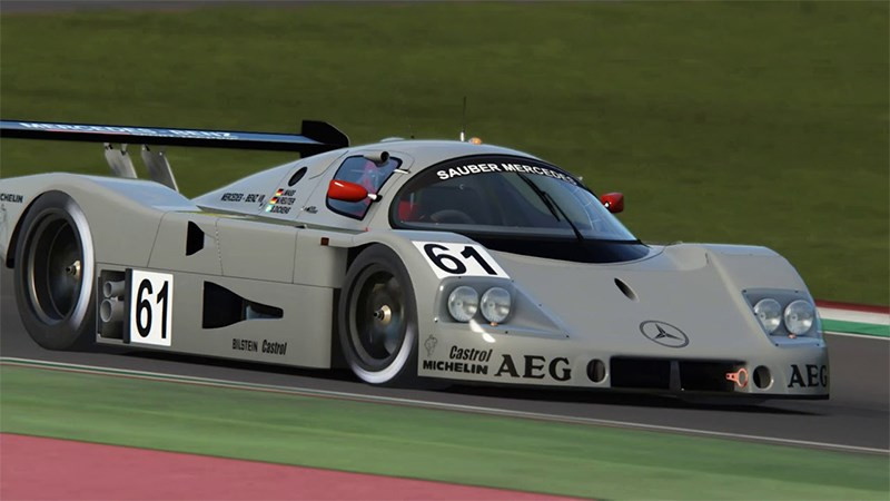 Mô tả hình ảnh: Siêu xe Mercedes C9 trong Assetto Corsa