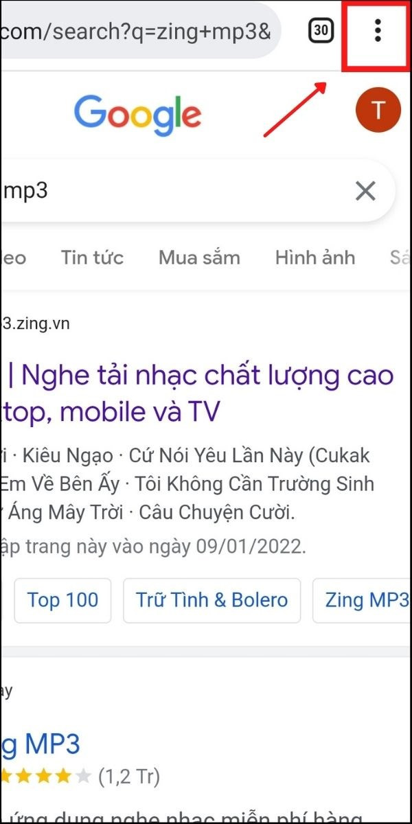 Mở ứng dụng Chrome và chuyển sang giao diện máy tính