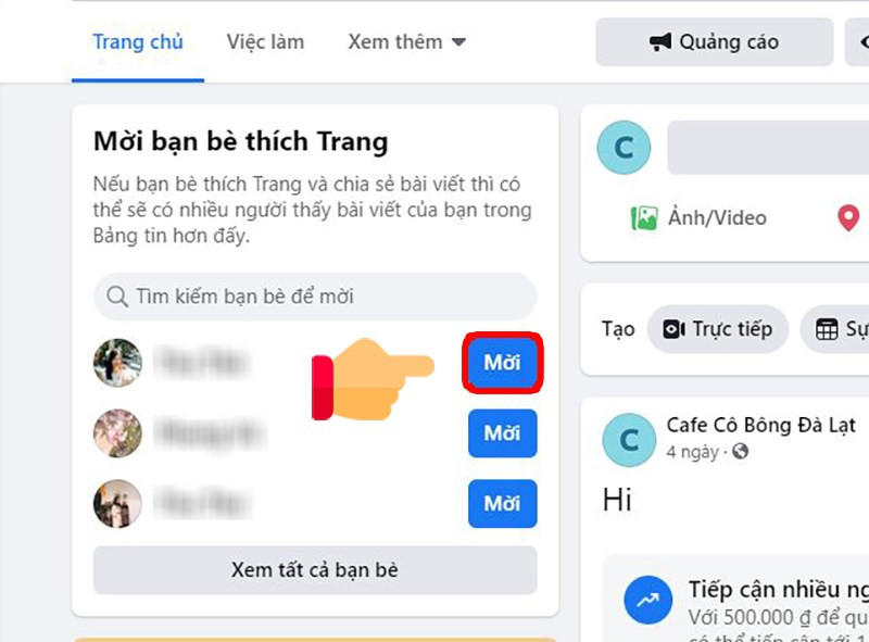 Mời bạn bè trên máy tính