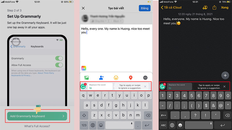 Một số thao t&aacute;c c&agrave;i đặt v&agrave; sử dụng Grammarly tr&ecirc;n điện thoại hệ điều h&agrave;nh IOS