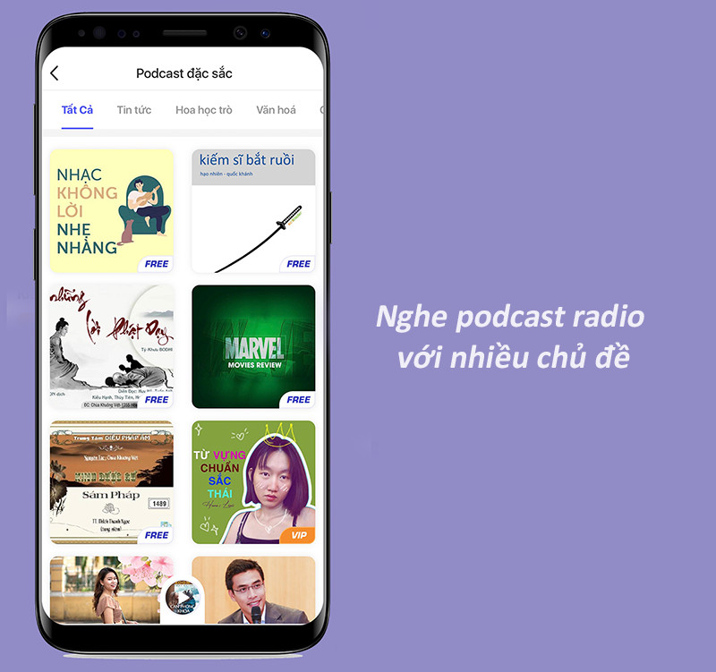 Nghe podcast radio với nhiều chủ đề