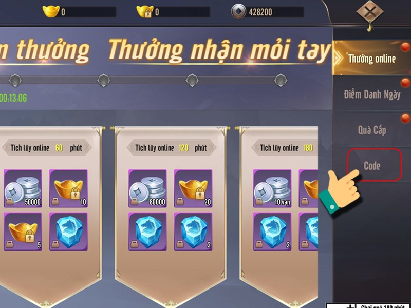 Nhấn vào Code