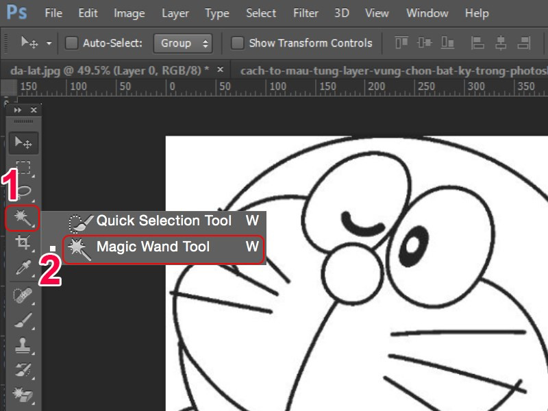 Nhấn vào công cụ Magic Wand Tool