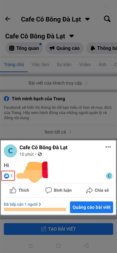 Nhấn vào số lượng like