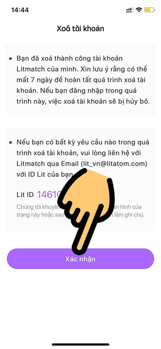 Nhấn Xác nhận 