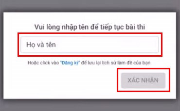 Nhập họ tên và xác nhận trên Azota