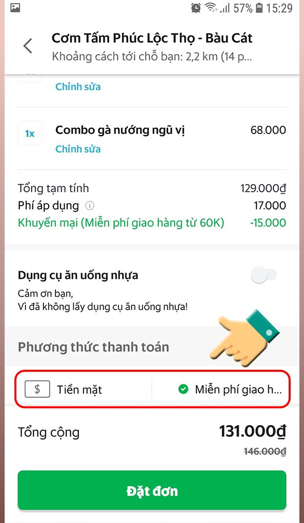 Nhập mã khuyến mãi nếu có trên Grab