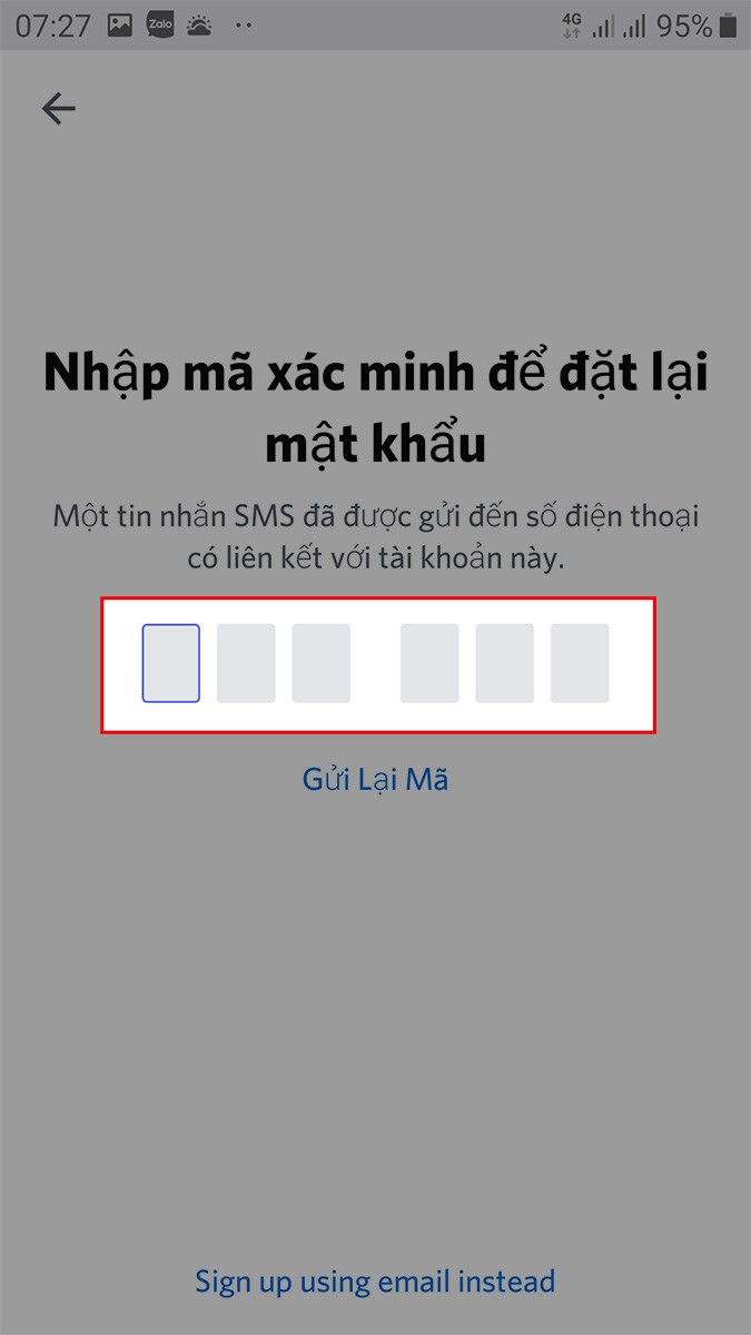 Nhập mã xác minh