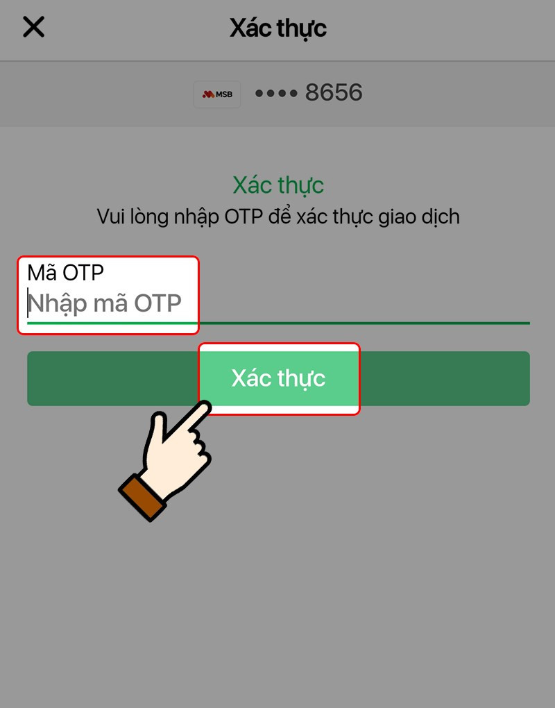 Nhập mã xác thực OTP