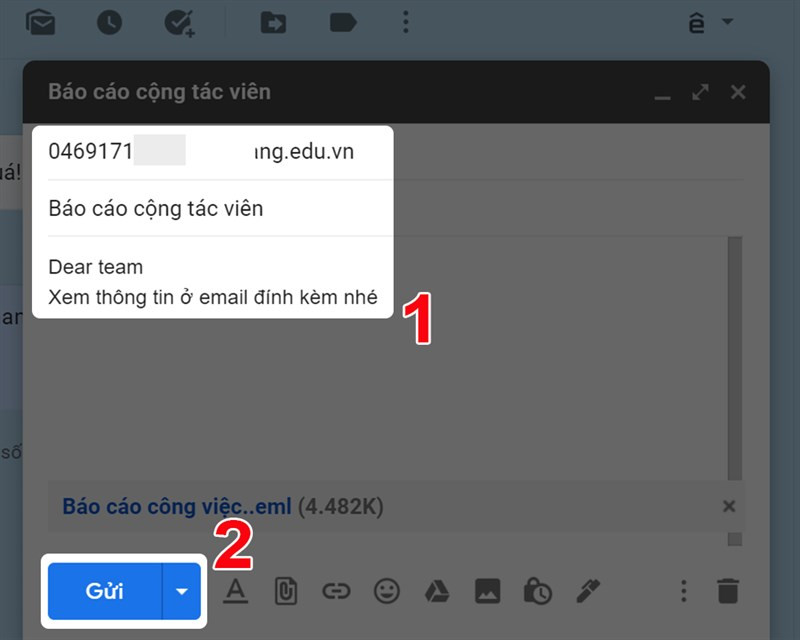 Nhập nội dung email và gửi