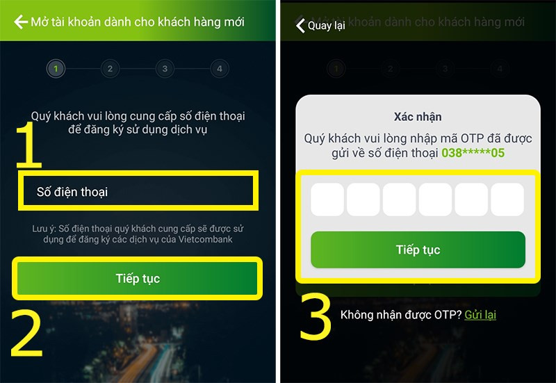 Nhập số điện thoại và mã OTP