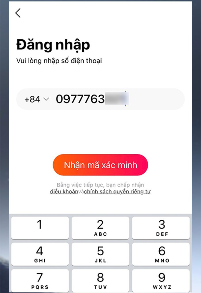 Nhập số điện thoại