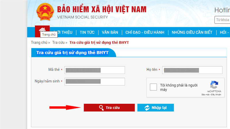 Nhập thông tin trên website