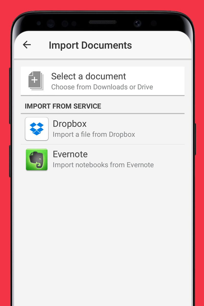 Nhập t&agrave;i liệu từ Dropbox, Evernote