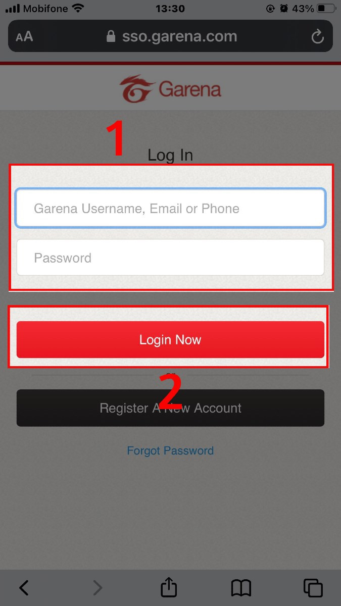 Nhập t&ecirc;n đăng nhập/email/số điện thoại rồi nhấn n&uacute;t Login Now