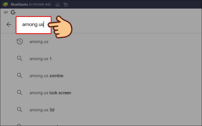 Nhập từ kh&oacute;a Among Us v&agrave;o thanh Search
