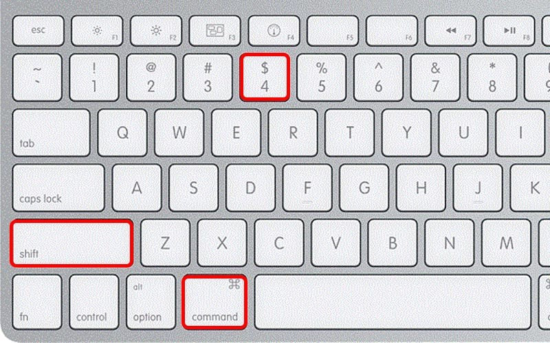Phím tắt Command + Shift + 4