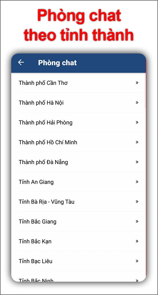 Phòng chat theo tỉnh thành trên Ola Chat