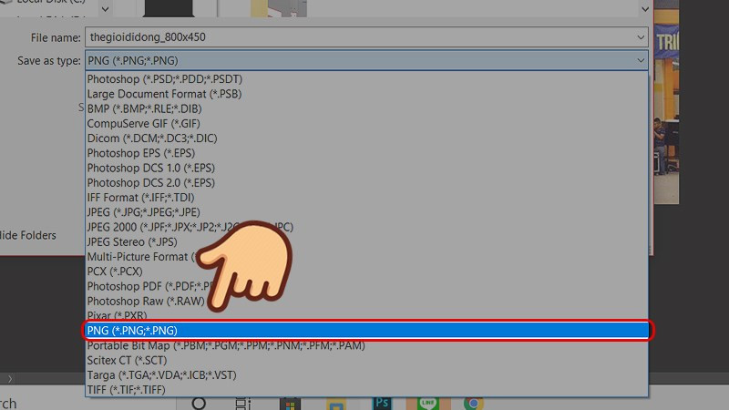 Photoshop đã hỗ trợ lưu định dạng PNG