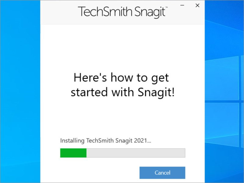 Quá trình cài đặt Snagit đang diễn ra