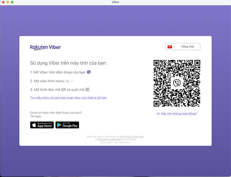 Quét mã QR trên Viber