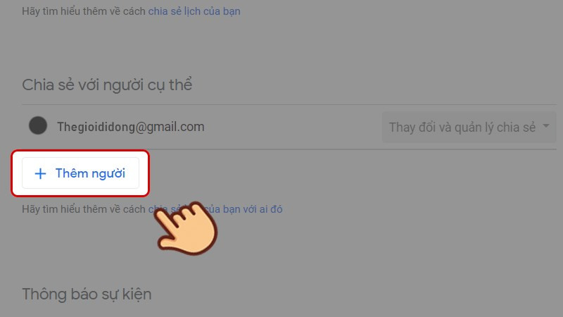 rong phần Chia sẻ với những người cụ thể, hãy nhấp vào Thêm người