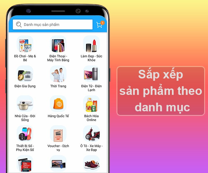 Sắp xếp sản phẩm gọn g&agrave;ng theo từng danh mục