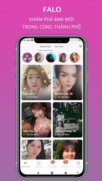 Screenshots Falo - Ứng dụng kết bạn hẹn hò bốn phương