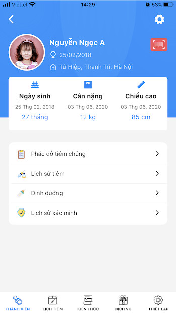 Screenshots Sổ tiêm chủng gia đình: Quản lý lịch tiêm chủng