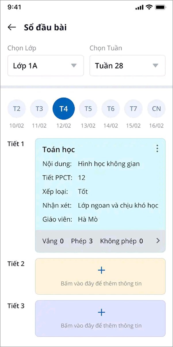 Sổ đầu bài điện tử trên vnEdu Teacher