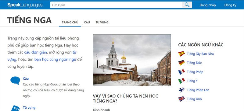 SpeakLanguages: Học tiếng Nga trực tuyến miễn phí
