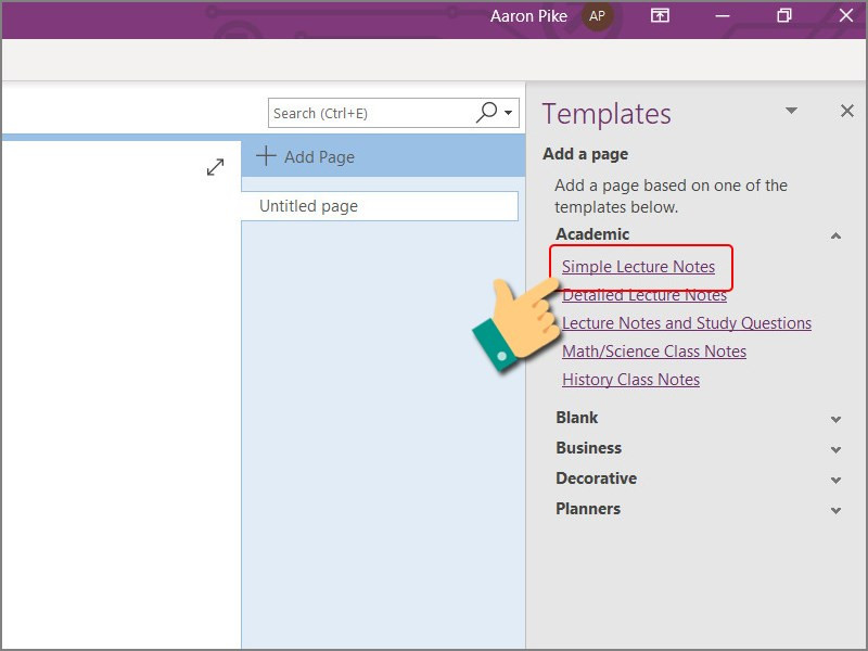 Sử dụng Templates trong OneNote