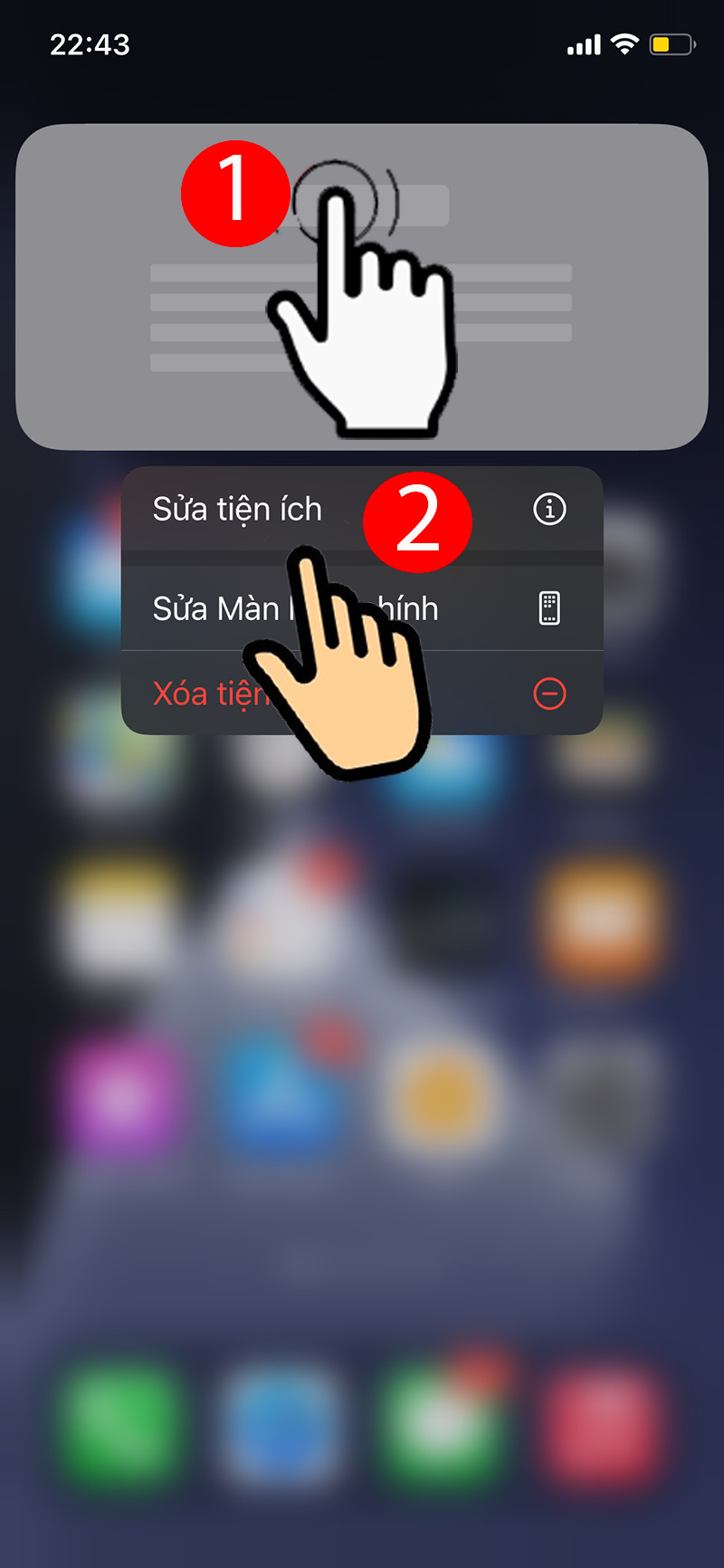 Sửa Widget trên màn hình chính