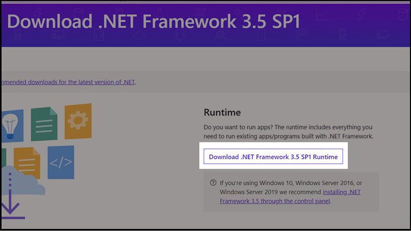 Tải .NET Framework 3.5 từ Microsoft