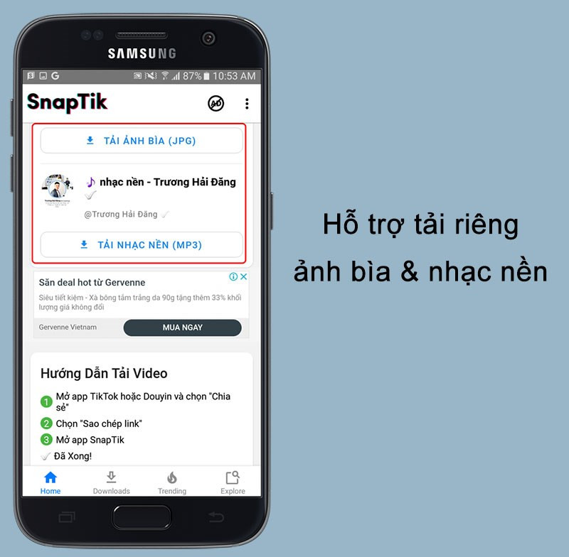 Tải nhạc và ảnh bìa TikTok với SnapTik