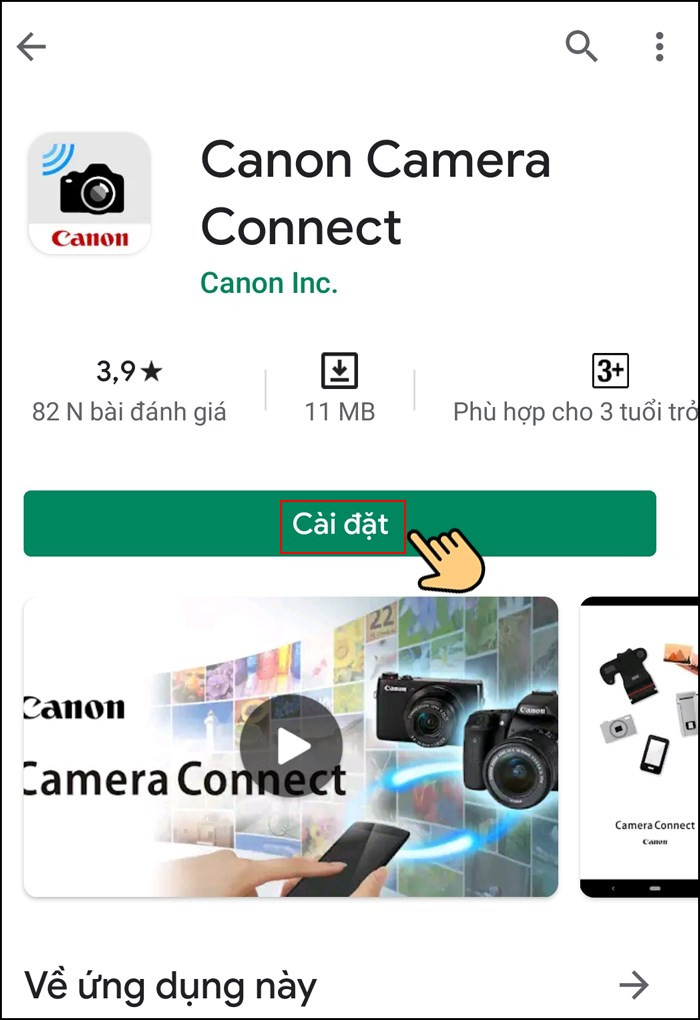 Tải ứng dụng Canon Camera Connect