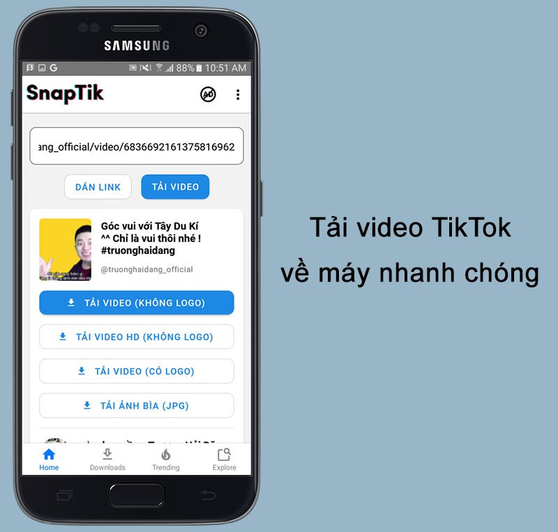 Tải video TikTok nhanh chóng với SnapTik