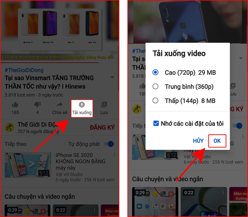 Tải video với YouTube Premium