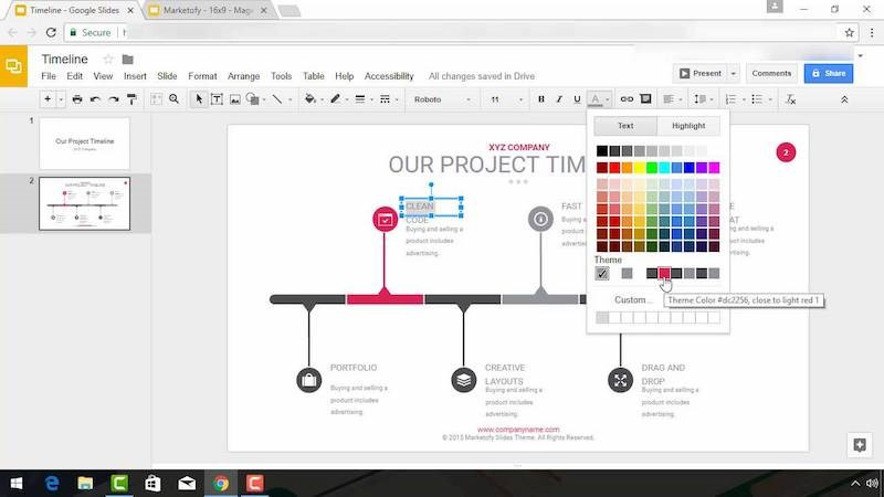 Tạo được bảng timeline