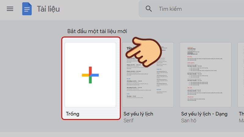 Tạo tài liệu mới trên Google Docs