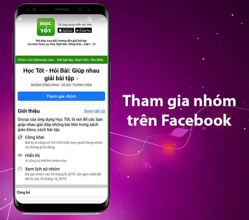 Tham gia nhóm hỏi đáp, giải bài tập trên Facebook