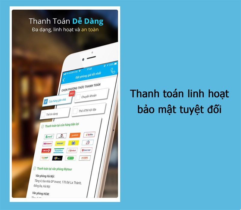 Thanh toán linh hoạt, bảo mật an toàn